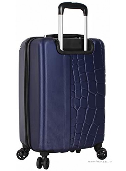 Nicole Miller New York Luggage Collection 20 Inch Carry On ABS+PC Hardside Suitcase Lightweight Designer Bag with 8-Rolling Spinner Wheels Wild Side Navy
