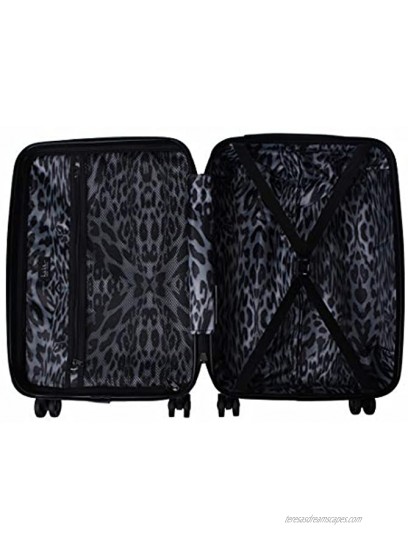 Nicole Miller New York Luggage Collection 20 Inch Carry On ABS+PC Hardside Suitcase Lightweight Designer Bag with 8-Rolling Spinner Wheels Wild Side Navy