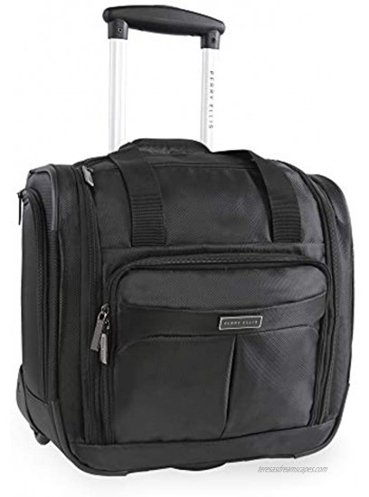 Perry Ellis Men's Excess 9-Pocket Underseat Rolling Tote Carry-on Bag Black One Size
