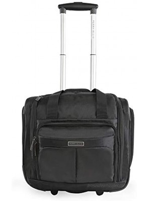 Perry Ellis Men's Excess 9-Pocket Underseat Rolling Tote Carry-on Bag Black One Size