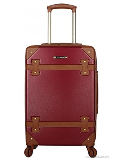 Rosetti Designer 20 Inch Carry On Luggage Lightweight Expandable Hardside Suitcase Wheels Made of 100% virgin PU Material Small Vintage Bag with 4-Rolling Spinner Wheels Burgundy