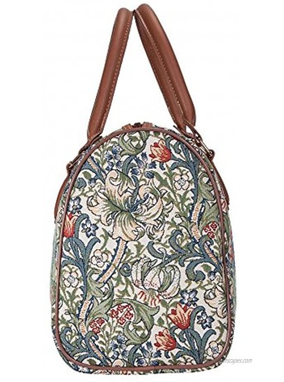 Signare Tapestry Duffle Bag Overnight Bags Weekend Bag for Women with William Morris Golden Lily Design TRAV-GLILY