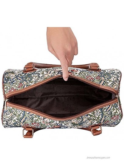 Signare Tapestry Duffle Bag Overnight Bags Weekend Bag for Women with William Morris Golden Lily Design TRAV-GLILY