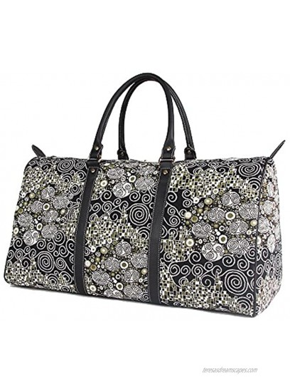 Signare Tapestry Large Duffle Bag Overnight Bags Weekend Bag for Women with Gustav Klimt Design BHOLD-KISS