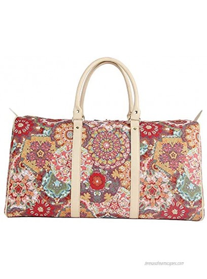 Signare Tapestry Large Duffle Bag Overnight Bags Weekend Bag for Women with Kaleidoscope Design BHOLD-KALE