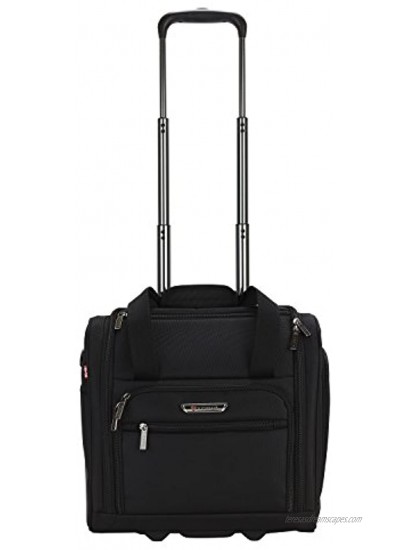 TPRC 15-Inch Smart Under Seat Carry-On Luggage with USB Charging Port Black Underseater