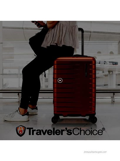 Traveler's Choice Riverside Premium Ultra-Lightweight Polycarbonate Hardside Luggage with Spinner Wheels TSA Lock Metallic Blue Carry-on 21-Inch