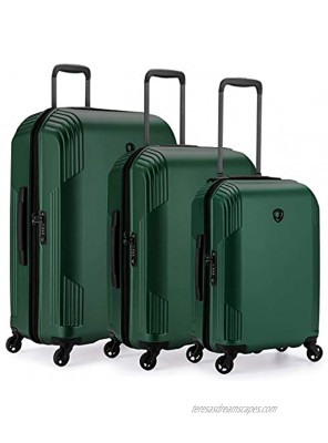 Traveler's Choice Riverside Premium Ultra-Lightweight Polycarbonate Hardside Luggage with Spinner Wheels TSA Lock Dark Green 3-Piece Set 21 25 29