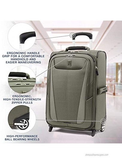 Travelpro Maxlite 5 Softside Lightweight Expandable Upright Luggage Slate Green Carry-On 22-Inch