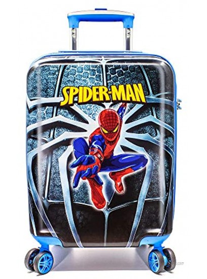WCK 19 Inch Unisex Carry on Luggage Marvel Spiderman Spinner Hardshell Suitcase TSA Lock Travel Luggage Blue Spiderman