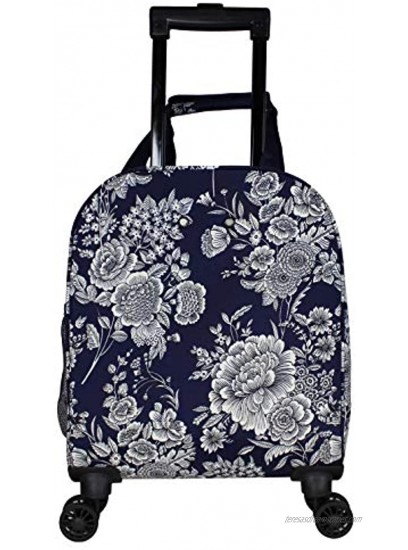 World Traveler Prints 18-inch Spinner Carry-On Luggage Navy White Flowers