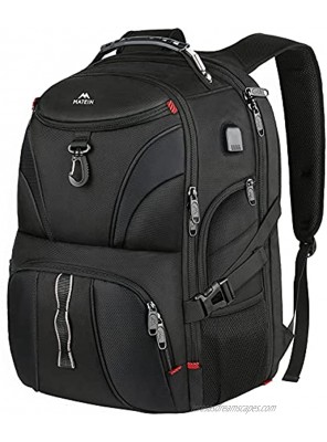 Backpack for Men Matein Large Laptop Backpack with USB Port Travel Backpacks for Women Student Big College School Bookbag Water Resistant TSA Business Computer Bag Fit 17 Inch Notebook Black