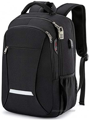 Backpack for Men,Travel Laptop Backpack with USB Charging Headphone Port,Durable Water Resistant College School Backpack Laptop Bag for Women Fits 15.6 Inch Computer and Notebook,Black