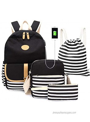 Backpack for Teen Girls,4 In 1 Backpack Set ,Lightweight Women Shoulder Bags Combo for School Bookbag
