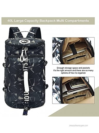 CLINFISH 40L Backpack Gym Duffle Bag Travel Backpack Waterproof Lightweight Laptop Backpack for Travel Sport Hiking