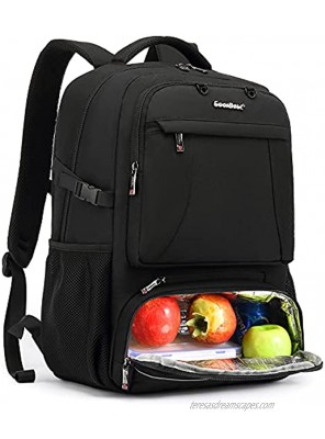 CoolBELL Lunch Backpack 15.6 Inches Laptop Backpack Bags with Insulated Compartment USB Port Water-resistant Hiking School Backpack for College Student Business Work Travel Men Women Black