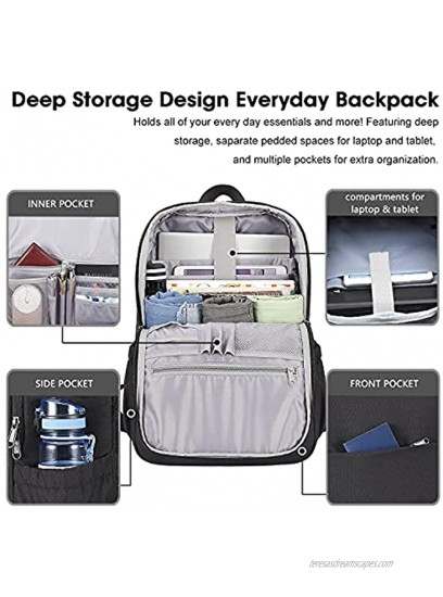 Deep Storage Laptop Backpack with USB Charging Port[Water Resistant] College School Computer Bookbag Fits 16 Inch Laptop 15.6 inch Black