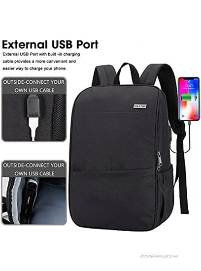 Deep Storage Laptop Backpack with USB Charging Port[Water Resistant] College School Computer Bookbag Fits 16 Inch Laptop 15.6 inch Black