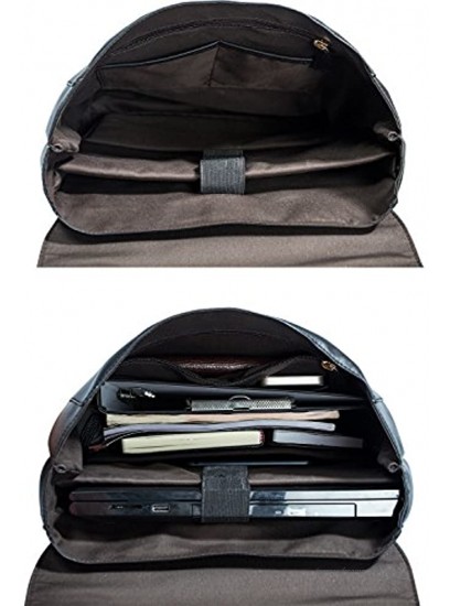 Estarer Upgraded Version Women PU Leather Backpack 15.6 Inch Laptop Backpack Vintage College School Rucksack Bag Black