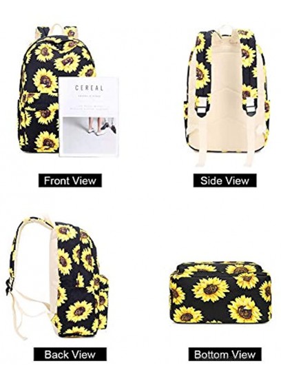 Goodking Canvas Sunflower Backpack for Women Girls School Bookbag Lightweight Floral Laptop Backpack Fits 14 Inch Laptop Bag
