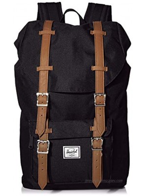 Herschel Little America Laptop Backpack Black Tan Synthetic Leather Classic 25.0L