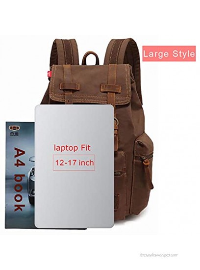 High Capacity Canvas Vintage Backpack for School Hiking Travel 12-17 Laptop