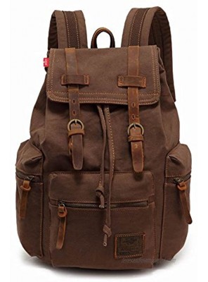 High Capacity Canvas Vintage Backpack for School Hiking Travel 12-17" Laptop