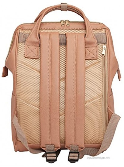 Kah&Kee Faux-Leather Backpack Diaper Bag with Laptop Compartment Travel School for Women Man