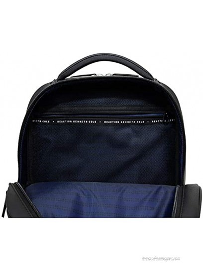 Kenneth Cole On Track Pack Vegan Leather 15.6” Laptop & Tablet Bookbag Anti-Theft RFID Backpack for School Work & Travel Black Laptop
