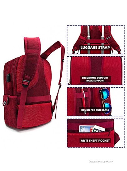 KINGSLONG Laptop Backpack for Women Men Travel Backpacks College School Work Red