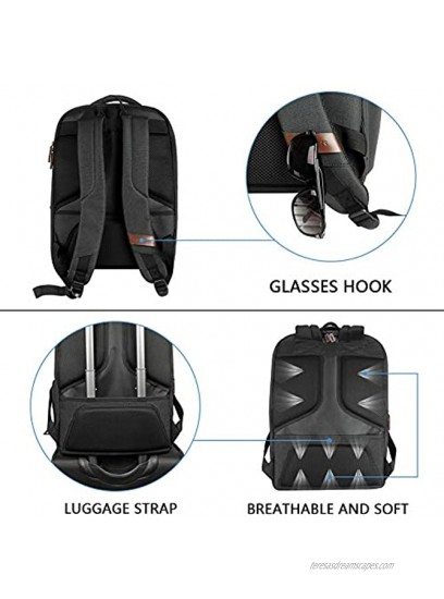 KROSER Laptop Backpack Large Computer Backpack Fits up to 17.3 Inch Laptop with USB Charging Port Water-Repellent School Travel Backpack Casual Daypack for Business College Women Men-Charcoal Black