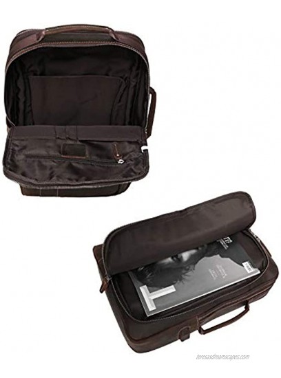 Lannsyne Men's Full Grain Leather Expandable 15.6 Laptop Backpack Tote Shoulder Travel Bag Rucksack