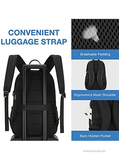 Laptop backpack Bagsmart Travel Business Backpacks with USB Charging Port 15.6 inch College School Computer Book Bag for Men Women Black
