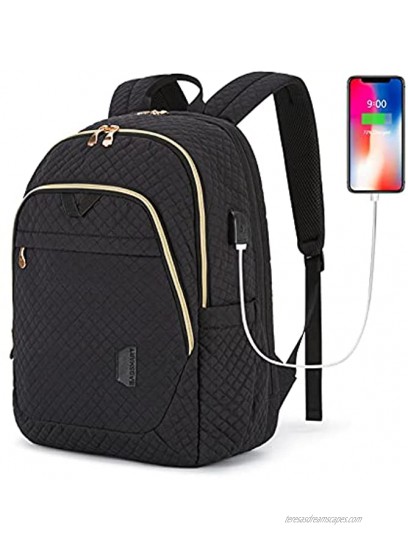 Laptop backpack Bagsmart Travel Business Backpacks with USB Charging Port 15.6 inch College School Computer Book Bag for Men Women Black