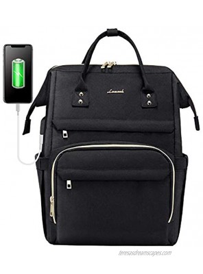 Laptop Backpack for Women Fashion Travel Bags Business Computer Purse Work Bag with USB Port Black 17-Inch
