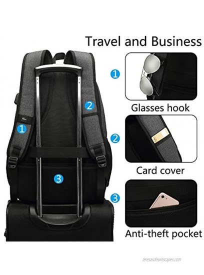 Laptop Backpack with Changer Water Resistant Travel Backpacks College Backpack School Bookbag Fit 15.6 Inch Laptop Work Business Backpack for MenDark Gray