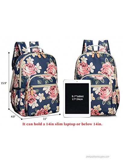 Leaper Water-resistant Floral Laptop Backpack Travel Bag Bookbags Satchel
