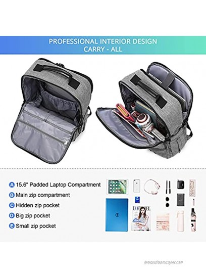 LOVEVOOK Laptop Backpack for Men & Women Anti-Theft Travel Bag Business Computer Backpack College School Bookbag 15.6 Inch，Grey