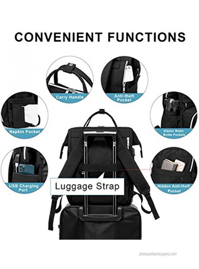 LOVEVOOK Laptop Backpack for Women,17 Inch Work School Travel Bag Computer Bags Teacher Nurse Backpack Purse Bookbag Upgraded