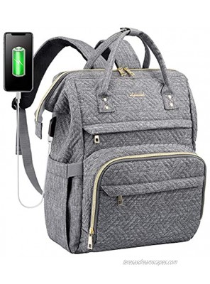 LOVEVOOK Laptop Backpack Womens Computer Bag Nurse Teacher Backpack Purse Laptop Bookbag 17 inch Plait Grey