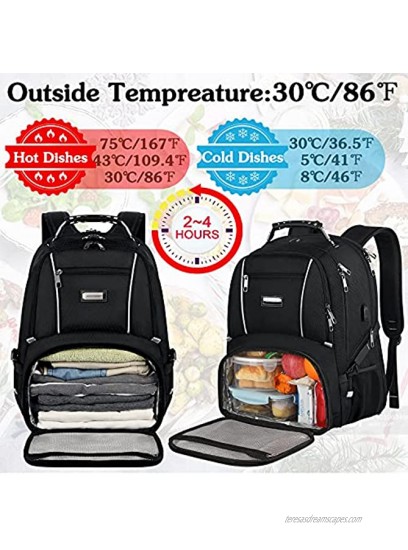 Lunch Backpack for Men Insulated Cooler Bag Lunch Box Backpack Extra Large Travel Laptop Backpack TSA Friendly RFID Durable Computer College School Bookbag with USB Port Women Fits 17.3 Inch Laptop