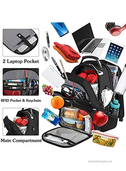 Lunch Backpack for Men Insulated Cooler Bag Lunch Box Backpack Extra Large Travel Laptop Backpack TSA Friendly RFID Durable Computer College School Bookbag with USB Port Women Fits 17.3 Inch Laptop