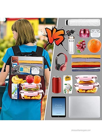 Lunch Backpack for women Insulated Cooler Backpack Lunch Box with USB charge Port RFID Anti Theft Leak-proof Waterproof Lunch Bag for School Business Travel Trip Beach Picnic Fits 15.6 Inch Laptop