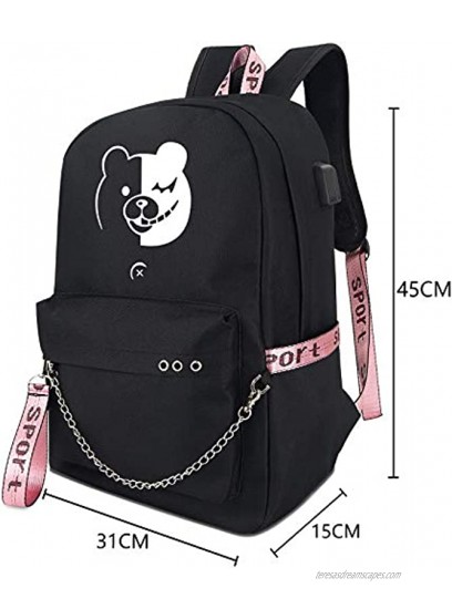 Roffatide Anime Danganronpa Luminous Backpack Book Bag Laptop School Bag with USB Charging Port And Headphone Port