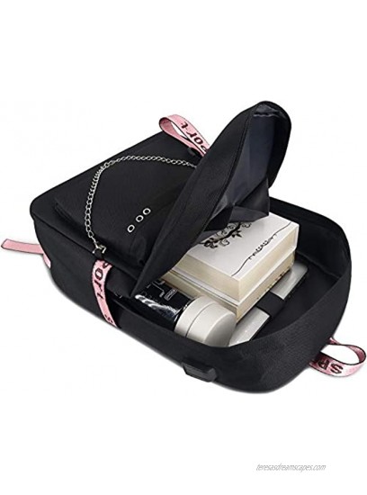 Roffatide Anime Danganronpa Luminous Backpack Book Bag Laptop School Bag with USB Charging Port And Headphone Port