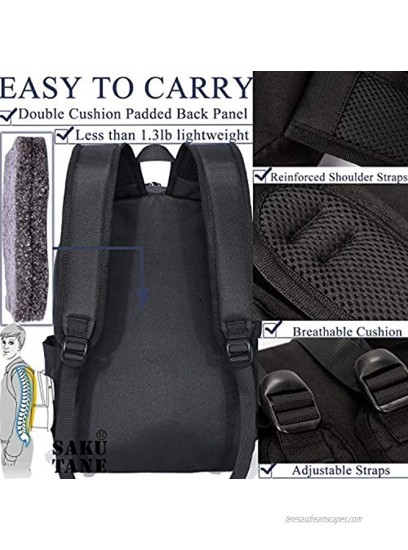 SAKUTANE Backpack 21L Waterproof Bag 15.6 inch Laptop School Bookbag bagpacks Black