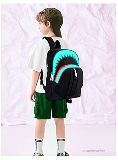 School Backpack College Bookbag for Laptop Back Bag Travel Rucksack Daypack for Boys Girls Men Women Luminous Shark Black