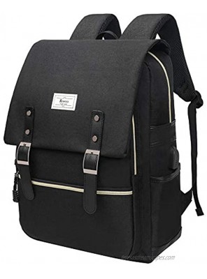Unisex College Bag Fits up to 15.6’’ Laptop Casual Rucksack Waterproof School Backpack Daypacks AllBlackWithUSB