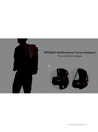 WITZMAN Men Travel Backpack Canvas Rucksack Vintage Duffel Bag A2021 21 inch Brown