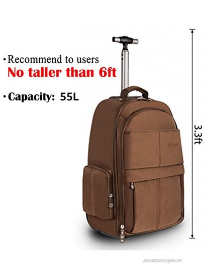 21 inches Large Storage Wheeled Rolling Backpack Multifunction Travel Luggage Books Laptop Bag by HollyHOME